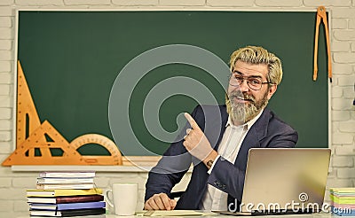 Programming web development. Handsome man use modern technology. Digital technology. Apply online course. Selecting Stock Photo