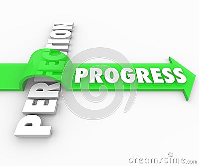 Progress Arrow Jumps Over Perfection Move Forward Improve Stock Photo