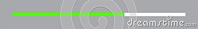 Progress bar bright green line isolated on rectangular grey, strip bar progress green for media graphic, progress bar flow simple Vector Illustration