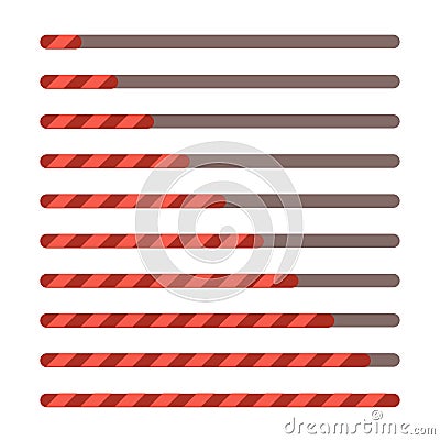 Progress bar set. Loading status bar web indicator. Process download step by step. Stock Photo