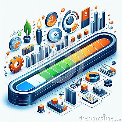 Progress bar A visual indicator that shows the completion stats Stock Photo