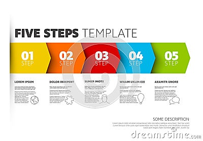 Progress five steps infographic template Vector Illustration