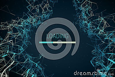 Progress loading bar on an abstract background. Polygonal technology background. Abstract space background, geometry Vector Illustration