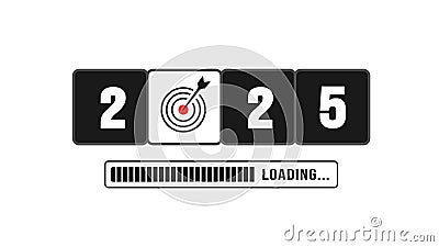 2025 progress loading bar background or banner design template. Happy new year wish loading bar banner design. Vector Illustration