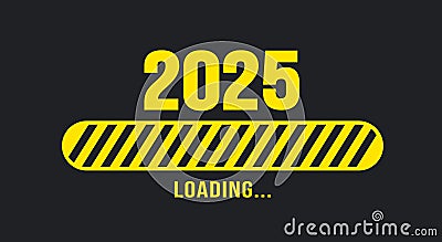 2025 progress loading bar background or banner design template. Happy new year wish loading bar banner design. Vector Illustration