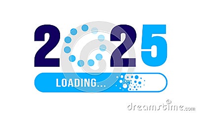2025 progress loading bar background or banner design template. Happy new year wish loading bar banner design. Vector Illustration