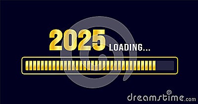 2025 progress loading bar background or banner design template. Happy new year wish loading bar banner design. Vector Illustration