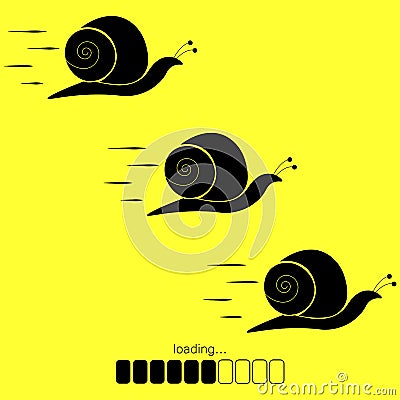 Progress loading bar - snail icon set Vector Illustration