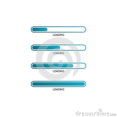 Progress loading bar. Vector illustration isolated on white background Vector Illustration