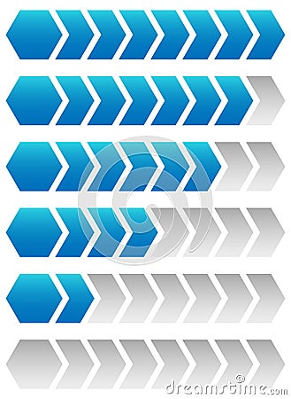 Progress, loading bars. Geometric step, phase indicators, meters Vector Illustration