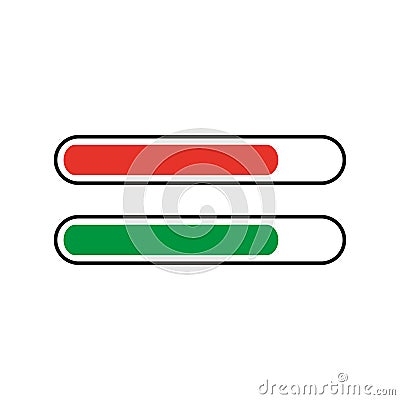 Progress loading red green. Download process. Progress bar. Vector illustration. Vector Illustration