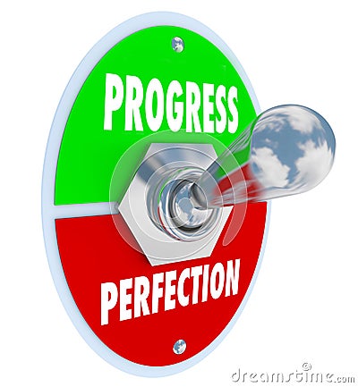 Progress or Perfection Toggle Switch Choose Moving Forward Stock Photo