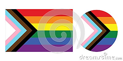 Progress pride flag New LGBTQ pride flag Vector Illustration