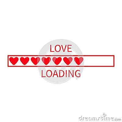 Progress status bar icon. Love loading collection. Red heart. Funny happy valentines day element.Web design app download timer. Wh Vector Illustration