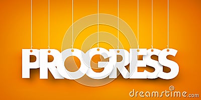 Progress - word hanging on orange background Cartoon Illustration
