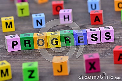 Progress word on table Stock Photo