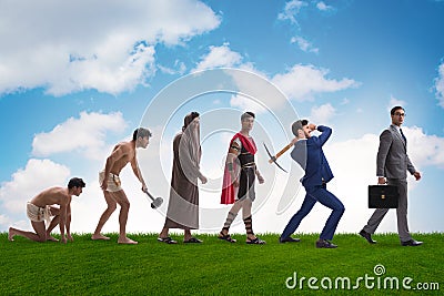 The progression of man mankind from ancient to modern Stock Photo
