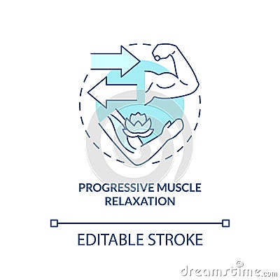 Progressive muscle relaxation turquoise concept icon Vector Illustration