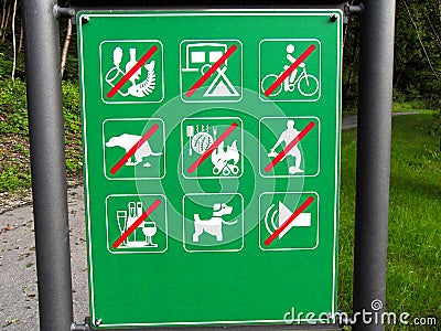 Prohibit restrict sign for all at the forest Stock Photo