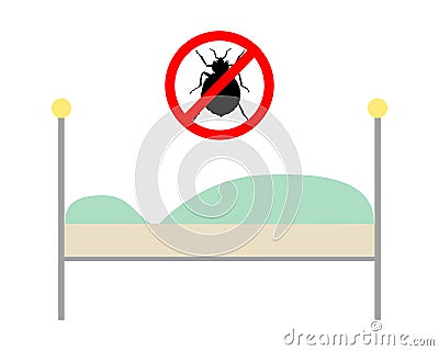 Prohibited for bedbugs above a bed Vector Illustration