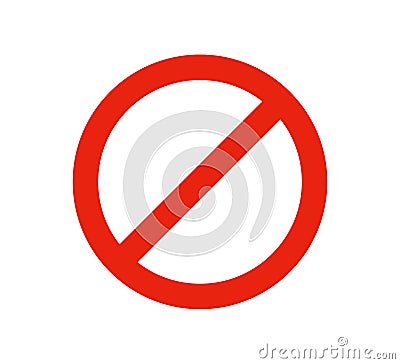 Prohibited circle sign. Prohibition red icon. Ban icon. Red circle with cross line symbol. Caution frame symbol Vector Illustration