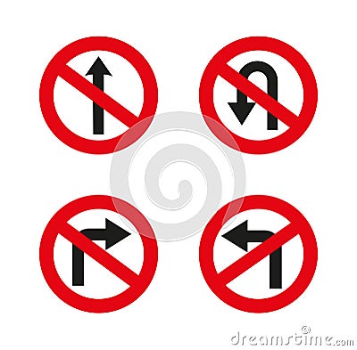 Prohibited directions on the road. Vector graphics Vector Illustration