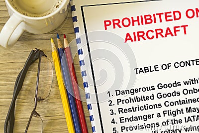 Prohibited goods onboarding a flight concept Stock Photo