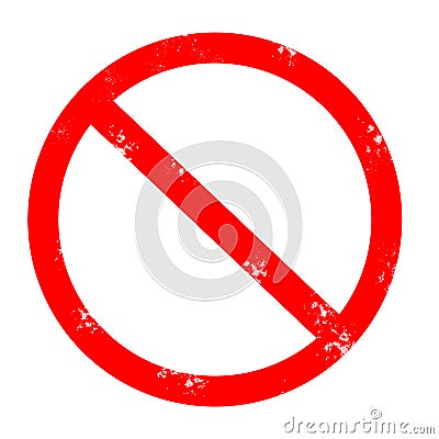 Prohibited grunge road sign. red forbidden rubber stamp on white Stock Photo