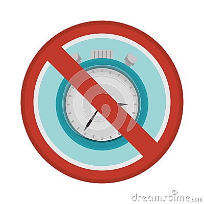 prohibited sign chronometer watch isolated icon Cartoon Illustration