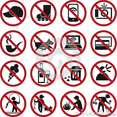 Prohibited signs Vector Illustration