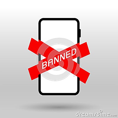 Prohibiting mobile phone banned sign Vector Illustration