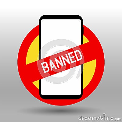 Prohibiting mobile phone banned sign Vector Illustration