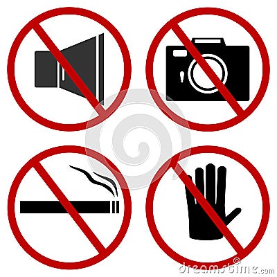 Prohibiting signs. Cartoon Illustration