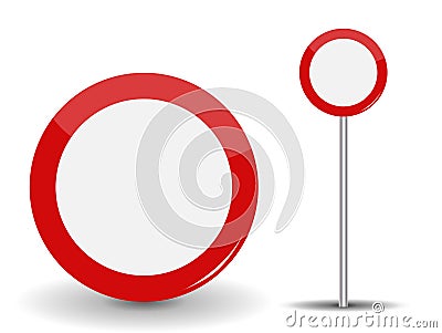 Prohibiting Travel Round Red Road Sign.Vector Illustration. Vector Illustration