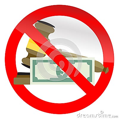 Prohibition of corruption in court symbol Vector Illustration