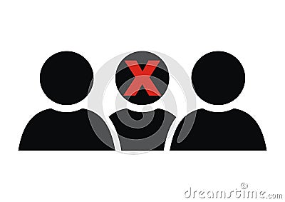 Prohibition of gathering people, black vector icon Vector Illustration