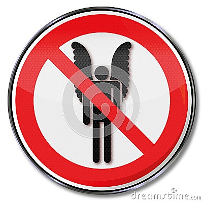 Prohibition for people with wings and dreams Vector Illustration