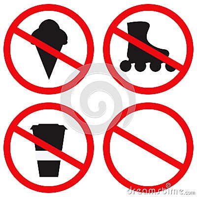 Prohibition restriction signs. Vector illustration Vector Illustration