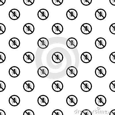 Prohibition sign bugs pattern, simple style Vector Illustration