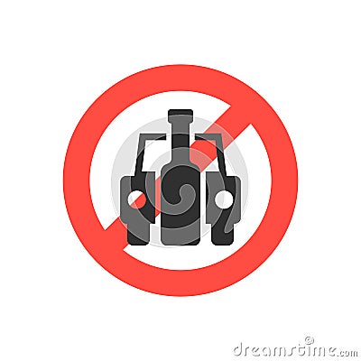 Prohibition sign no drink driving Vector Illustration