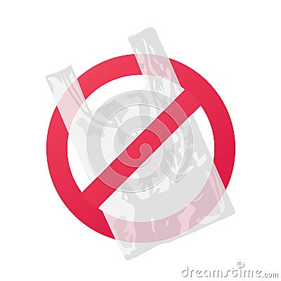 Prohibition sign symbol logo. Plastic transparent bag Stock Photo