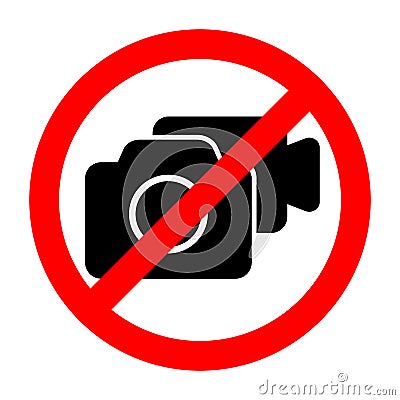 Prohibition sign vector. No take photo or video record, a camera and a video camera silhouette illustration, simple design. Cartoon Illustration