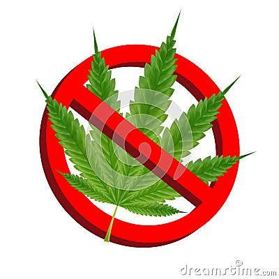 Prohibition signs with green marijuana leaf vector Vector Illustration