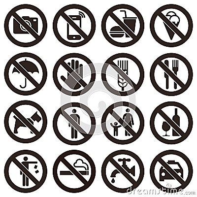 Prohibition signs - illustration Vector Illustration