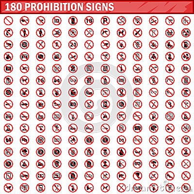 180 prohibition signs set vector Vector Illustration