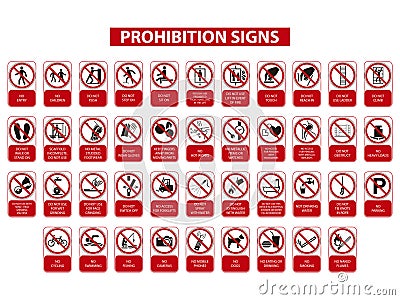 Prohibition signs Vector Illustration