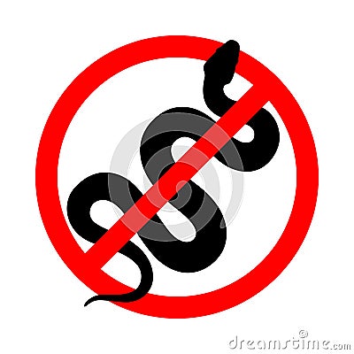 Prohibition snakes sign isolated on white background Cartoon Illustration