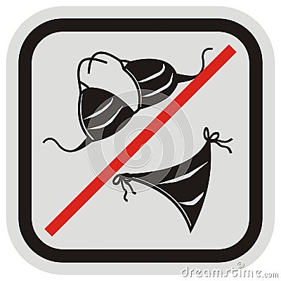 Prohibition of walking in swimsuits, prohibition sign,vector icon Vector Illustration