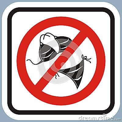 Prohibition sign of walking in swimsuits Vector Illustration