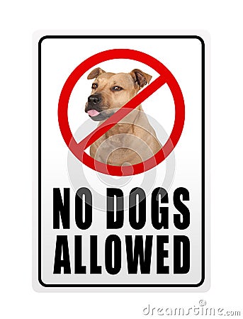 Prohibitory sign with text no dogs allowed Stock Photo